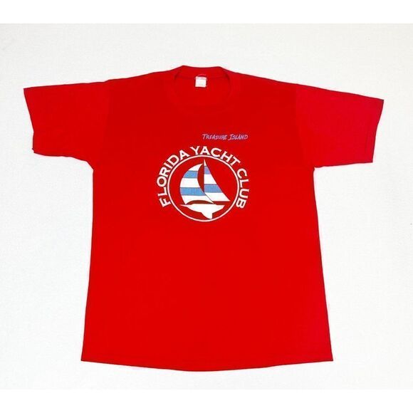 Vintage Florida Yacht Club T-Shirt XL Red Sailing Boat Ocean Single Stitch - Picture 2 of 8